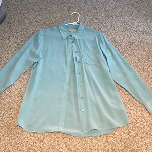 Blue 100 percent silk blouse Nordstrom collection